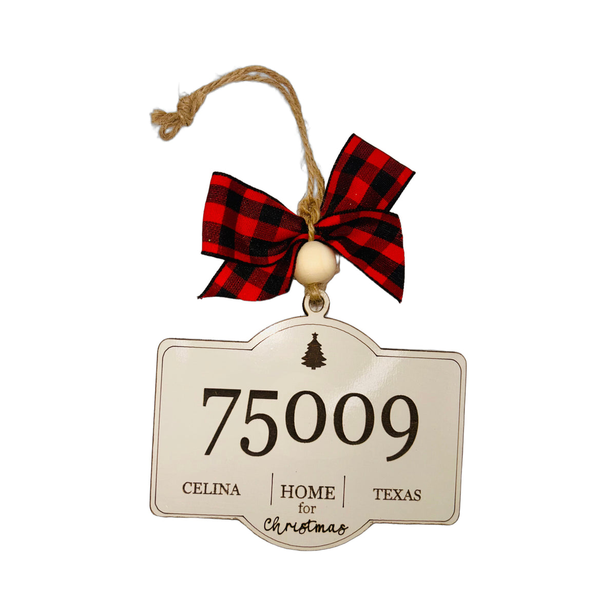 Celina 75009 hand-painted Celina, Texas Christmas ornament on a white background